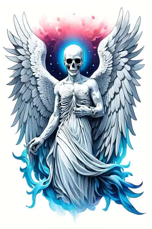 Cheat death angel tattoo design idea