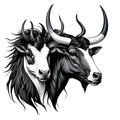 gemini and taurus zodiac sign tattoo design idea