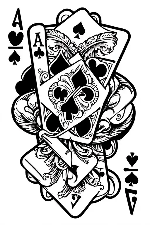 royal flush hand tattoo design idea