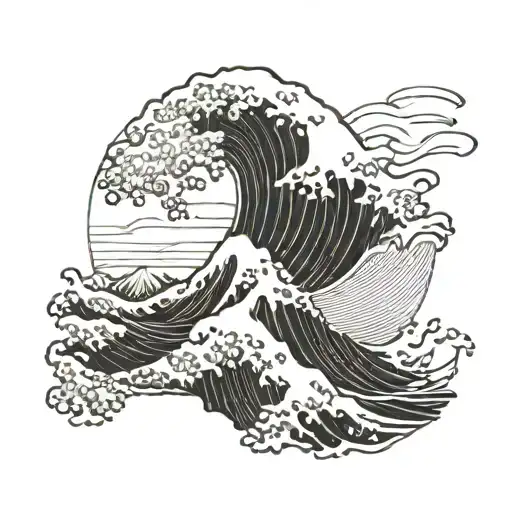 The Great Wave off Kanagawa, Mount Fuji tranquil peaceful tattoo design idea