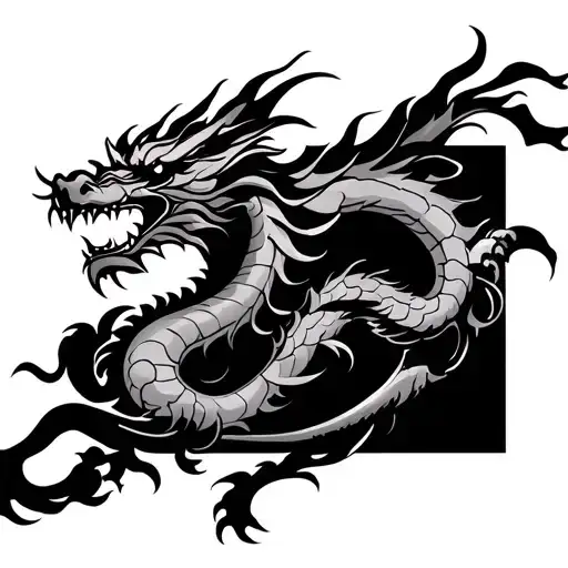 kite chine dragon on the name  tattoo design idea