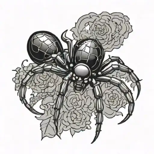 Black widow spiders with the text "fear" hand tatto tattoo design idea