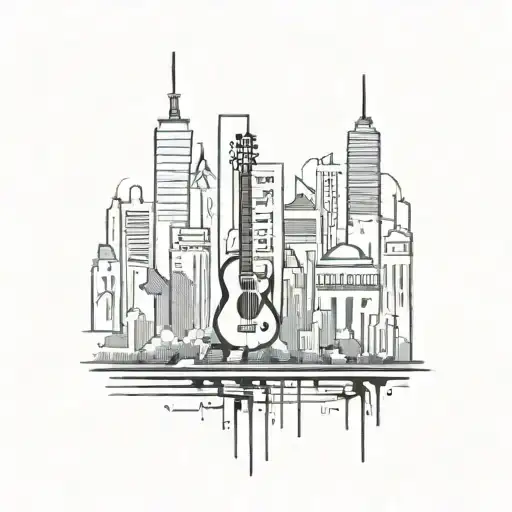 music in the city skyline tattoo design idea