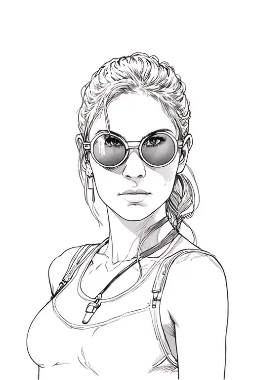 Lara Croft With Her Round Sunglasses tattoo design idea