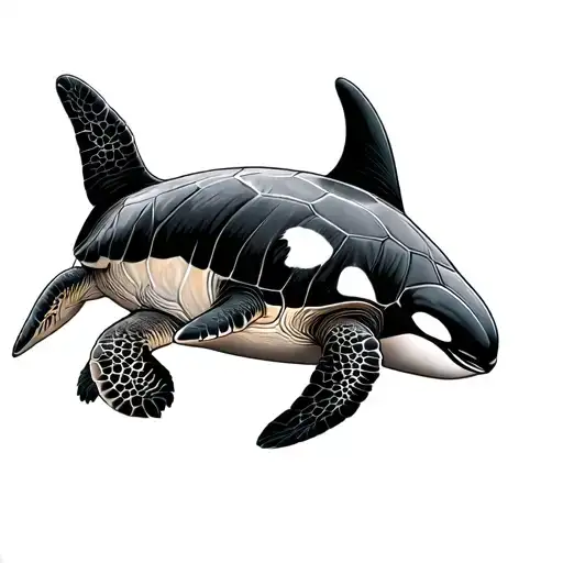 killer whale and turtle in sea turtle swimming tattoo design idea