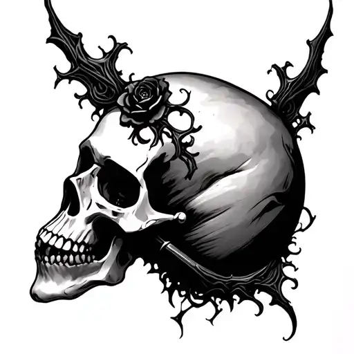 creepy gothic skull tattoo on its own tattoo design idea