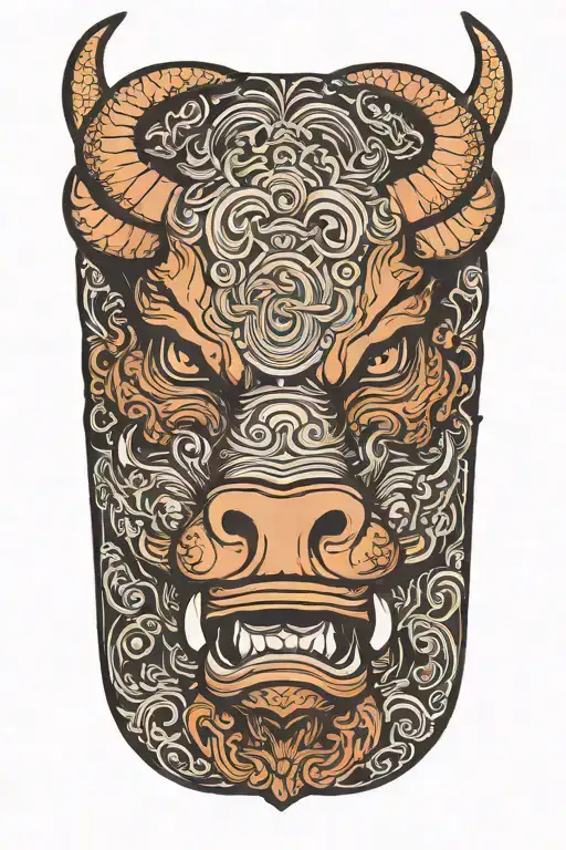 bull head tattoo design idea