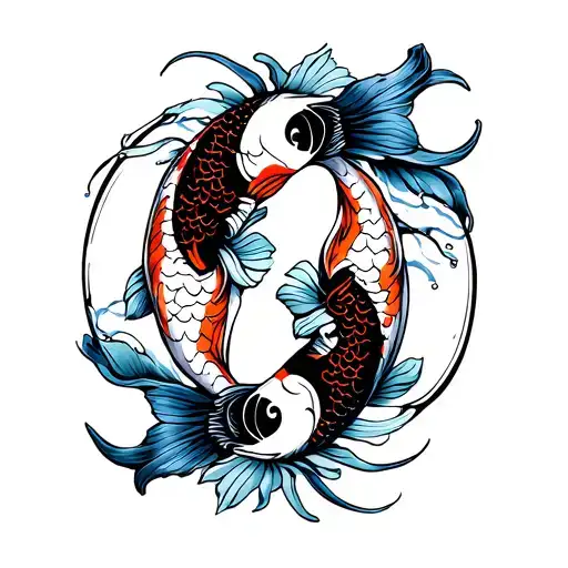 Yin yang koi fish tattoo design idea