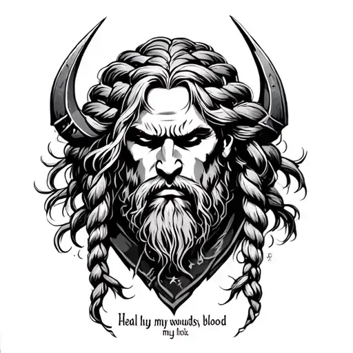 viking valkyria male heal my wounds cleanse my blood  odin jomsviking amon amarth braid hair tattoo design idea