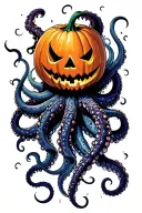 jack o lantern, tentacles, eldritch, deep space tattoo design idea
