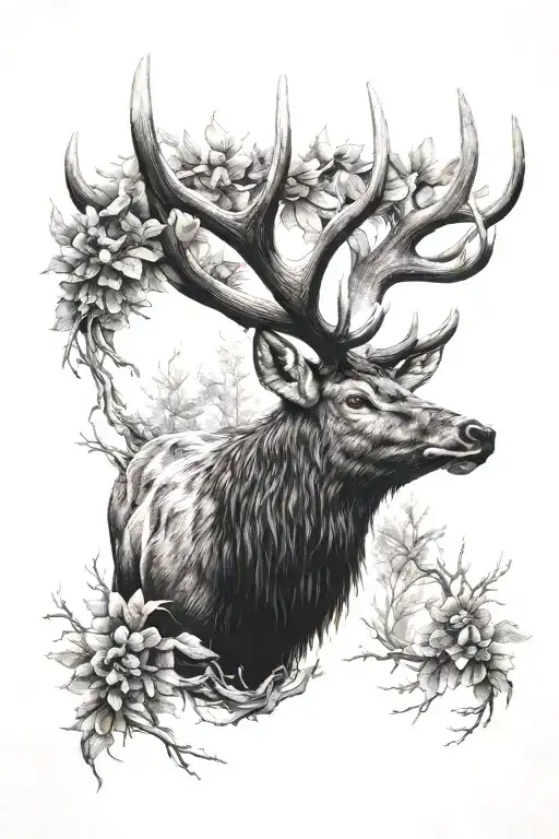 Elk Antler tattoo design idea