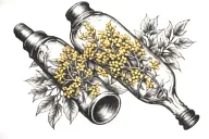 Goldenrod inside a bottle tattoo design idea