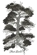 Incorporate a beautiful tree of life design, symbolizing growth and connection to God, with the phrase 'Trust in the Lord with all your heart' (Proverbs 3:5) woven into the branches tattoo design idea