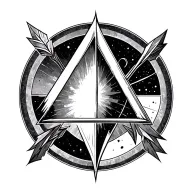 Up: a triangle with the tip up (stylized arrow) - the symbol of ascension, of clarity. Middle: an incomplete circle tattoo design idea