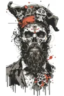 blackbeard skull tattoo design idea