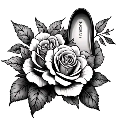 ladies slippers flower and roses tattoo  tattoo design idea