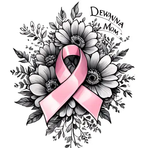 "Dewana Mom" "Dewana Mom" august birth flowers with cancer ribbon tattoo design idea