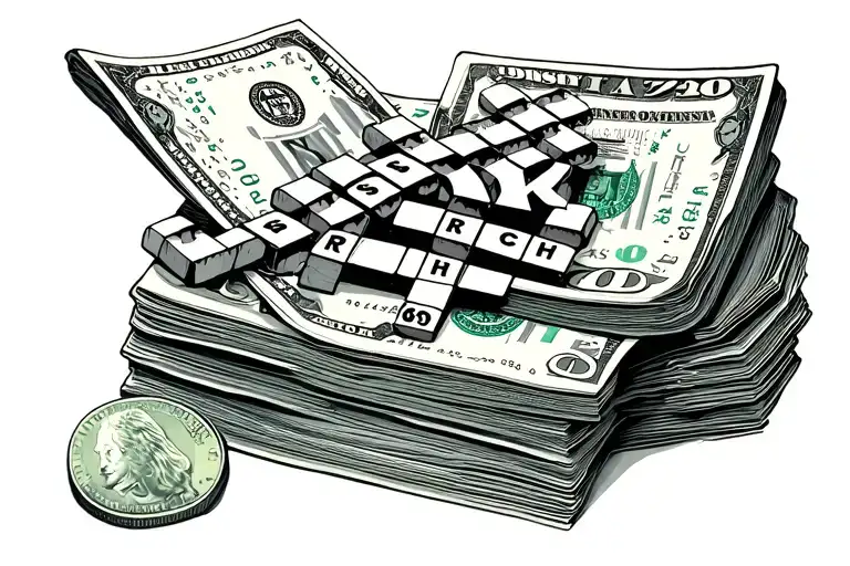 “Create a tattoo design with the words ‘RISK’ and ‘RICH’ in a crossword-style arrangement, on top of a stack of money tattoo design idea