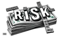 “Create a tattoo design with the words ‘RISK’ and ‘RICH’ in a crossword-style arrangement, on top of a stack of money tattoo design idea