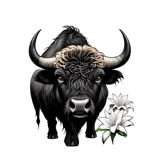 Appa bison avatar with lily flower tattoo design idea