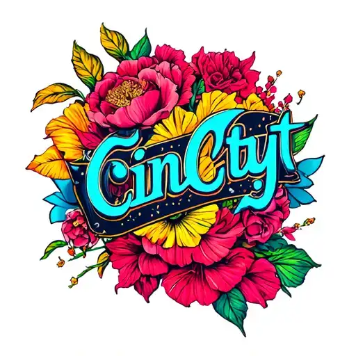 "CinCity Art" text banner tattoo design idea