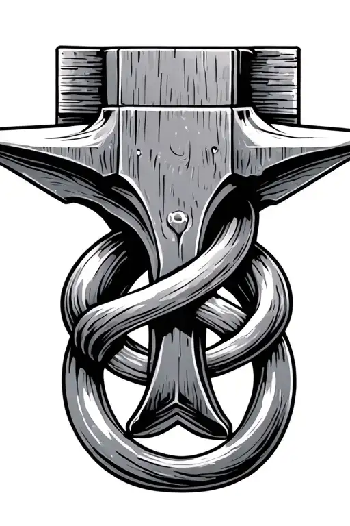 Anvil and joined rings intertwined tattoo design idea