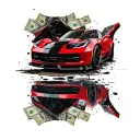 Mo Money Mo Problems With Broken Down C5 corvette tattoo design idea