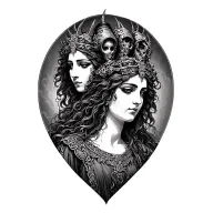 three headed goddess hecate tattoo design idea