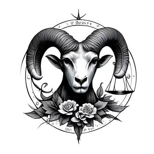 Aries and libra zodiac sign tattoo design idea