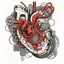 Graphics Card computer components realistic hunan heart veins blood wires tattoo design idea