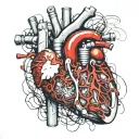 Graphics Card computer components realistic hunan heart veins blood wires tattoo design idea