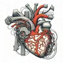 Graphics Card computer components realistic hunan heart veins blood wires tattoo design idea