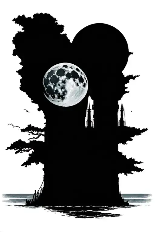Horizon New York full moon tattoo design idea