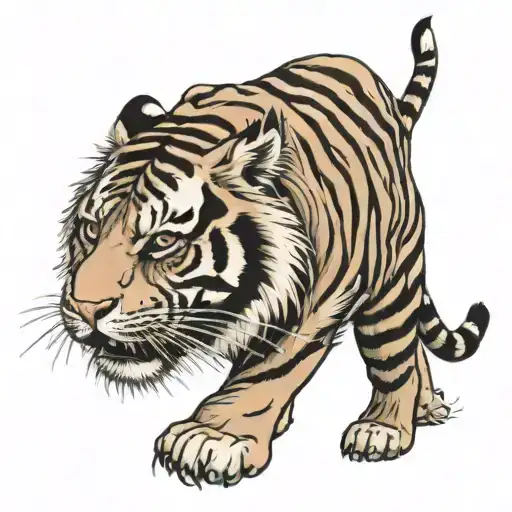 tiger walking tattoo design idea