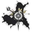 Compass with Jasmine Flower tattoo design idea