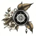 Compass with Jasmine Flower tattoo design idea