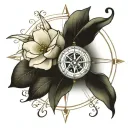 Compass with Jasmine Flower tattoo design idea