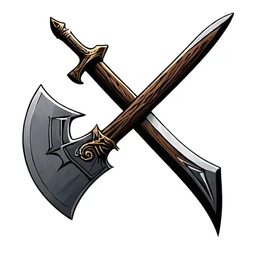 axe and dagger crossed tattoo design idea