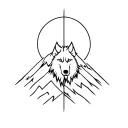 mountain and wolf head tattoo design idea