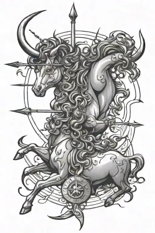 Zodiac sign Sagittarius and Taurus tattoo design idea