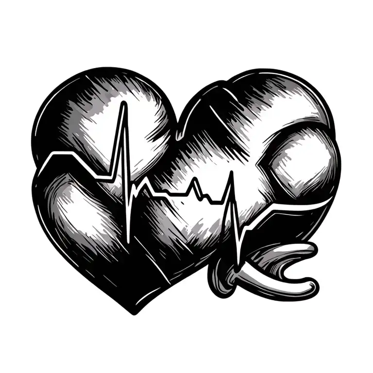 heart with heartbeat line tattoo design idea