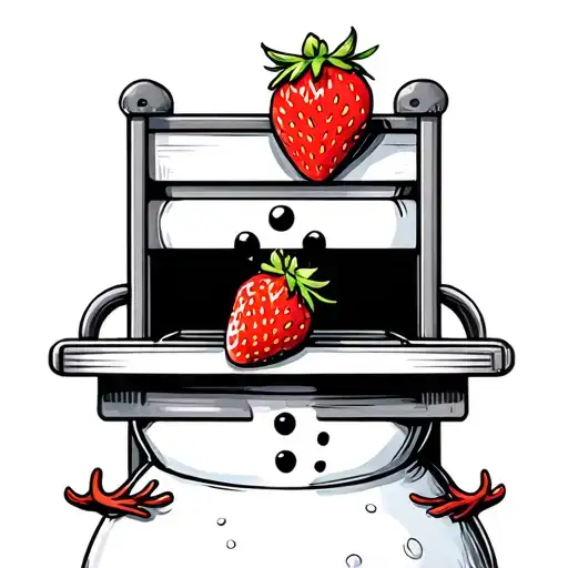 strawberry snowman with first name tattoo design idea
