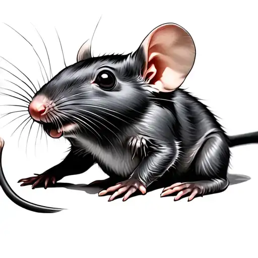 falling rat black and grey tattoo design idea