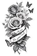 roses ,some wild flowers wrapped ,spaced out medium sized  butterflies , vine , small  "free your mind" mirrored gemini tattoo design idea