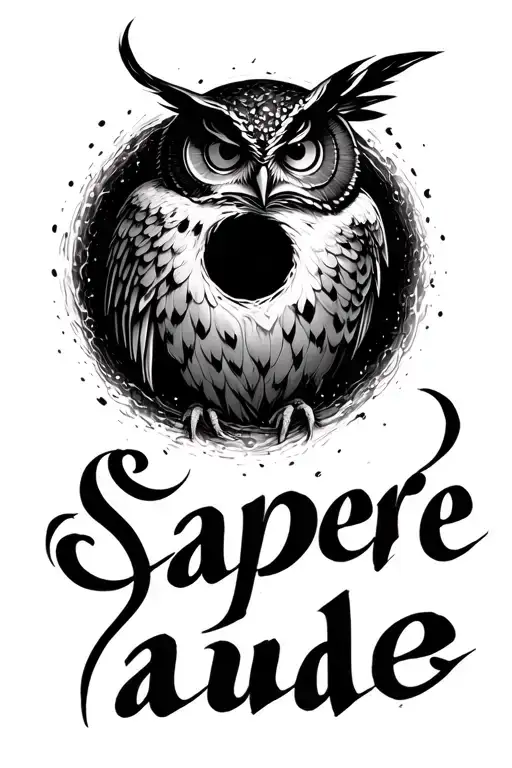 "Sapere aude" Make me a tattoo about "dare to be wise" and use owl and black hole in that tattoo design idea