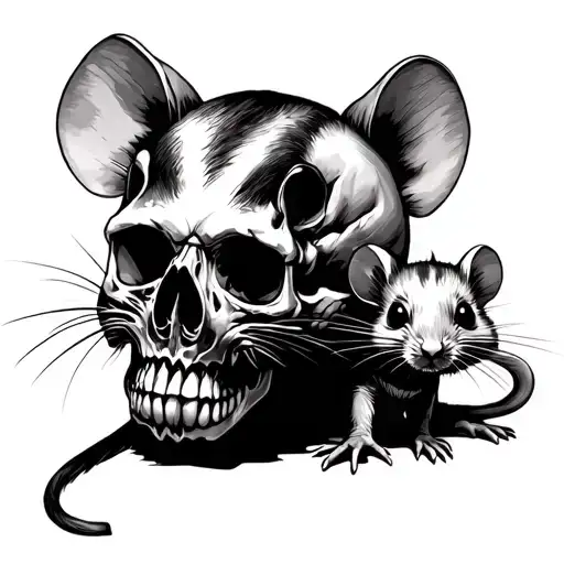 a skull rat and a small rat tattoo design idea