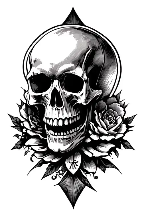spade and skull tattoo design idea