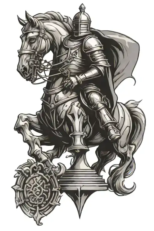 knight chess piece evil simple tattoo design idea