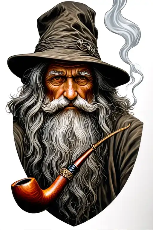 Gandalf smoking pipe tattoo design idea