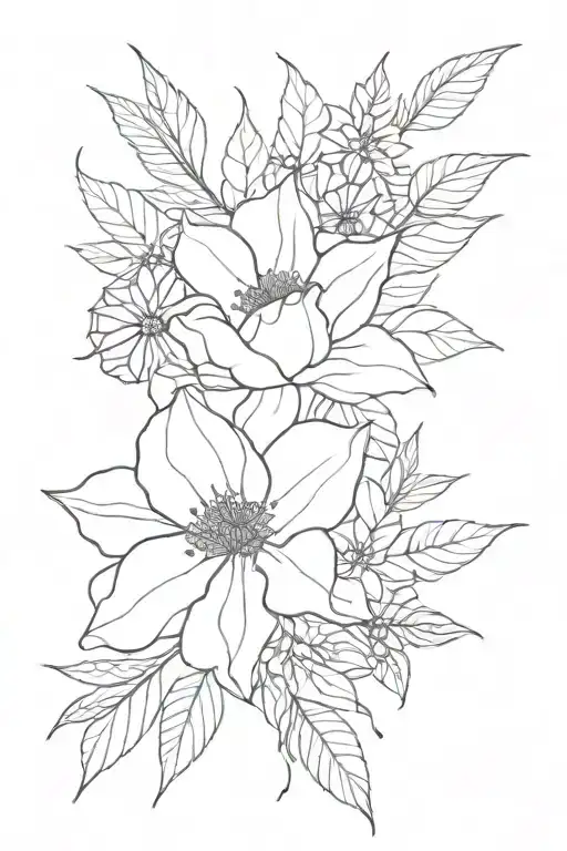 bouquet rose violet poppy poinsettia bouquet tattoo design idea